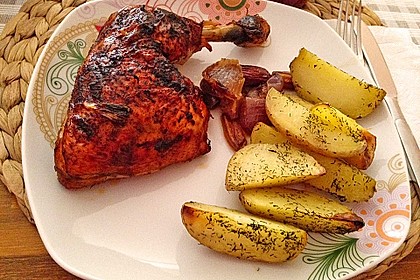 Knusprige Hähnchenkeulen / Hähnchenschenkel aus dem Ofen 65