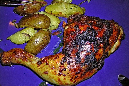 Knusprige Hähnchenkeulen / Hähnchenschenkel aus dem Ofen 91