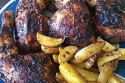 Knusprige Hähnchenkeulen / Hähnchenschenkel aus dem Ofen 99