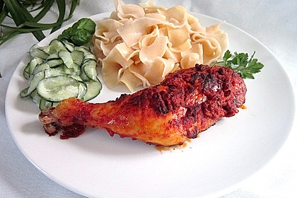 Knusprige Hähnchenkeulen / Hähnchenschenkel aus dem Ofen 15