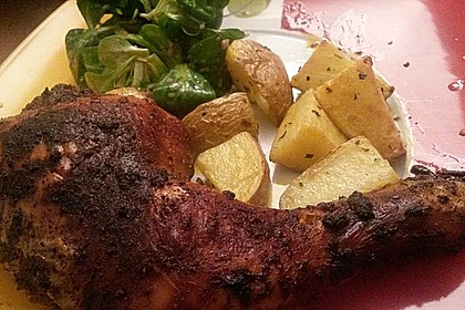 Knusprige Hähnchenkeulen / Hähnchenschenkel aus dem Ofen 69