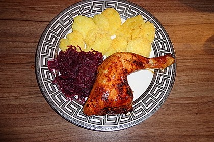 Knusprige Hähnchenkeulen / Hähnchenschenkel aus dem Ofen 16