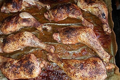 Knusprige Hähnchenkeulen / Hähnchenschenkel aus dem Ofen 71