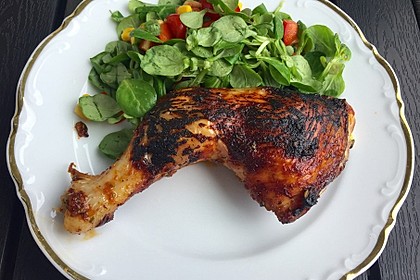 Knusprige Hähnchenkeulen / Hähnchenschenkel aus dem Ofen 31