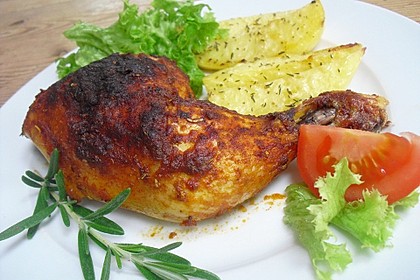 Knusprige Hähnchenkeulen / Hähnchenschenkel aus dem Ofen 109