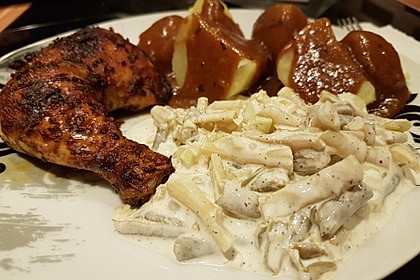 Knusprige Hähnchenkeulen / Hähnchenschenkel aus dem Ofen 22