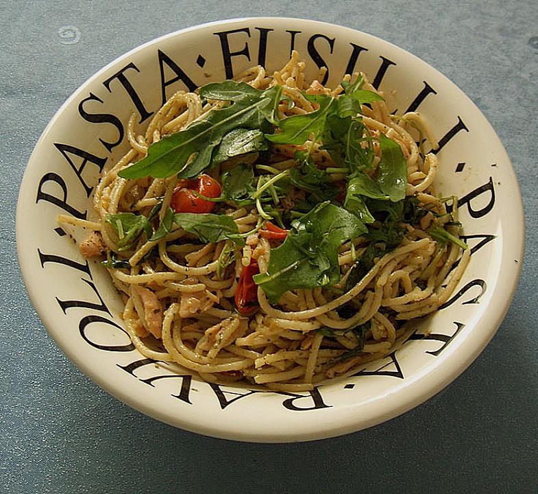 Nudeln mit Räucherlachs und Zitronenpesto von Cyraphine | Chefkoch.de