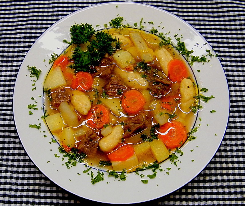 Deftige Kartoffelsuppe mit Klünkerle und Fleisch | Chefkoch.de