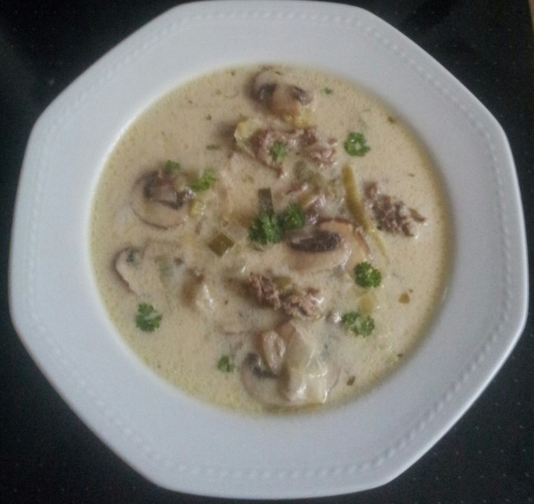 Champignon - Porree ( Lauch ) - Käse - Curry - Suppe von