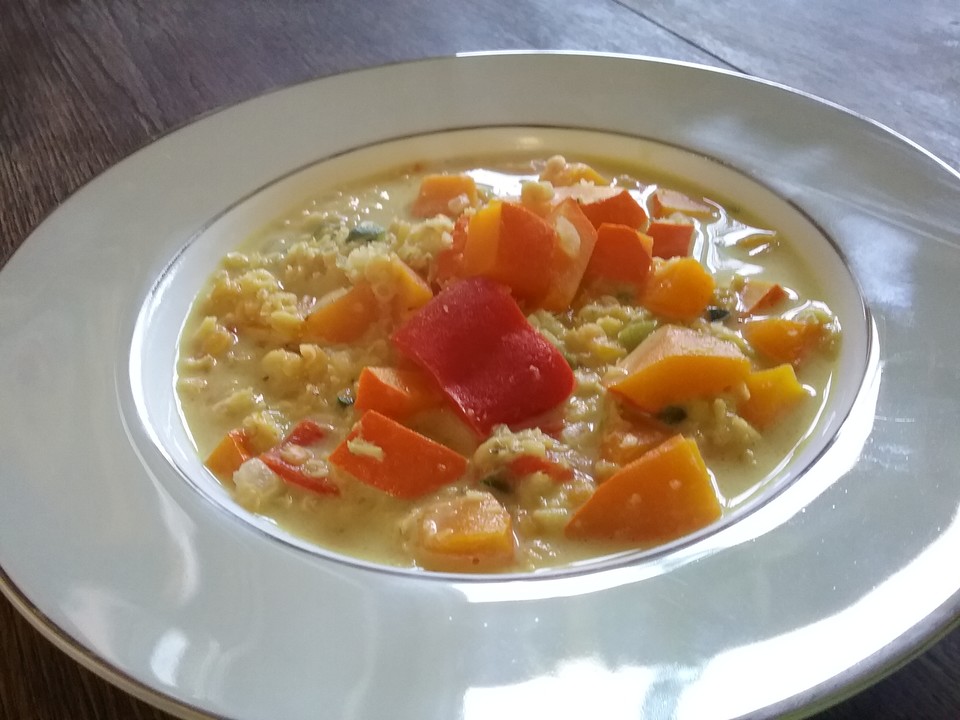 Kürbis - Kokos - Suppe mit roten Linsen von isaamherd | Chefkoch.de