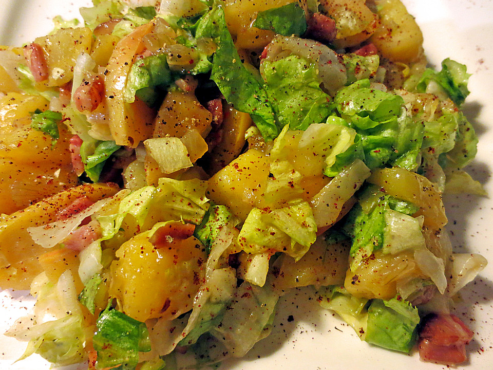 Herzschlags Endivien - Kartoffelsalat mit gebratenem Speck und Äpfeln ...