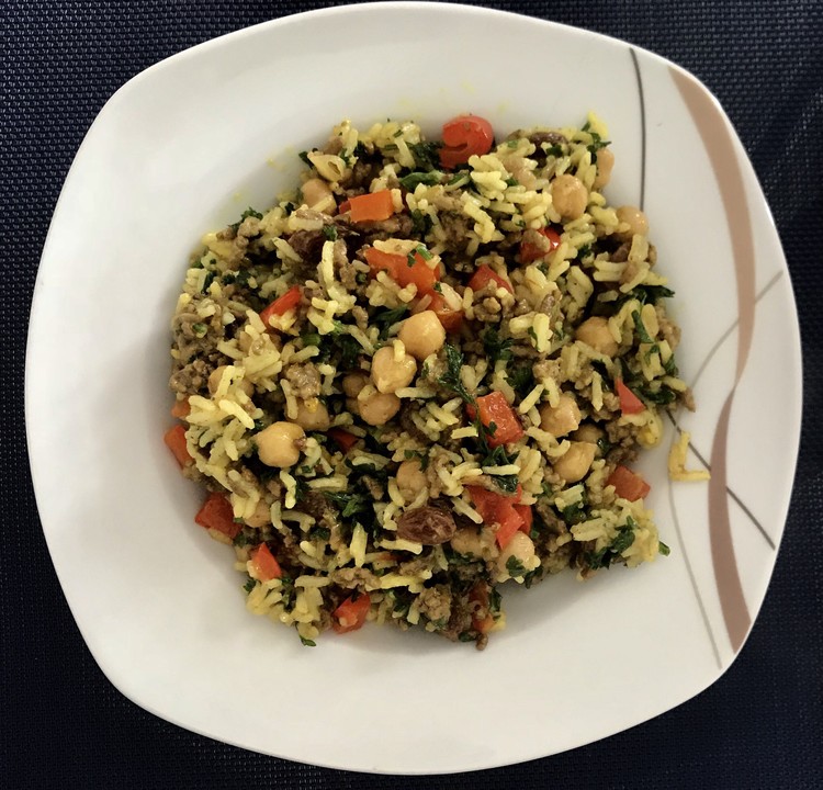 Hackfleisch-Reis-Pfanne mit Curry, Kichererbsen und Rosinen von amy76 ...