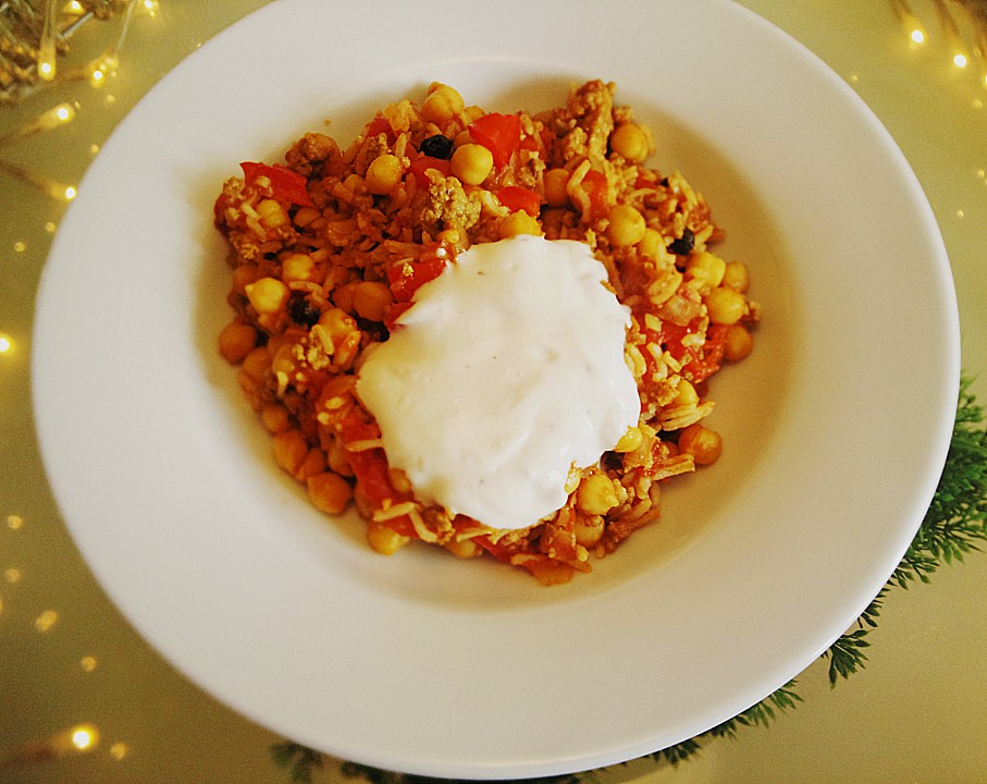 Hackfleisch-Reis-Pfanne Mit Curry, Kichererbsen Und Rosinen Von Amy76 ...