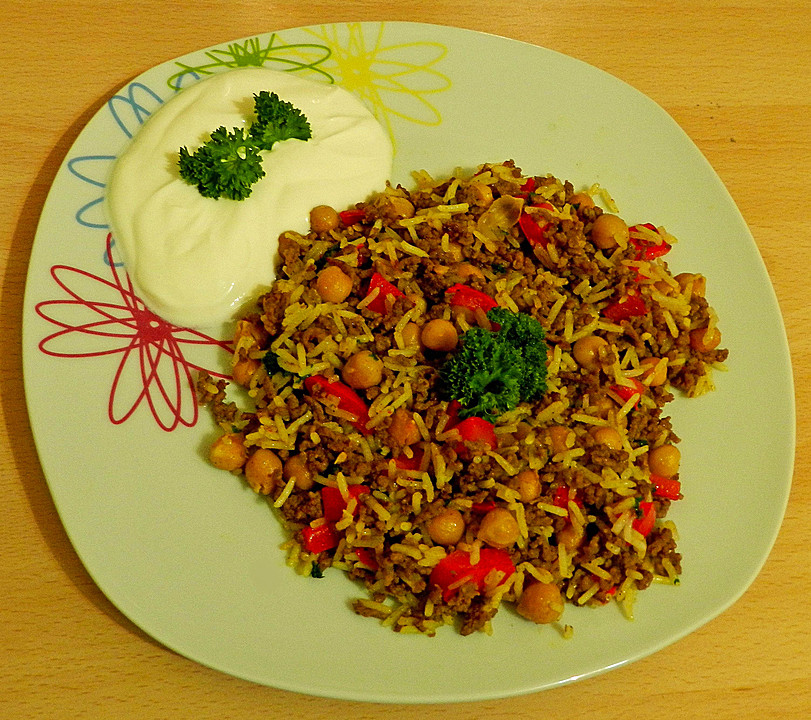 Hackfleisch-Reis-Pfanne Mit Curry, Kichererbsen Und Rosinen Von Amy76 ...