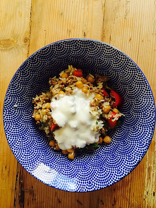 Hackfleisch-Reis-Pfanne mit Curry, Kichererbsen und Rosinen von amy76 ...