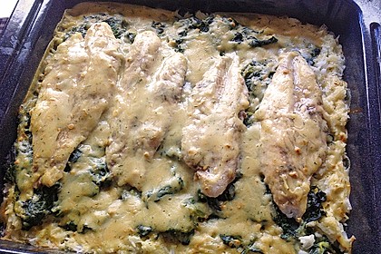 Fischauflauf mit Honig - Senfsauce und Spinat von Chrissy1982 | Chefkoch.de