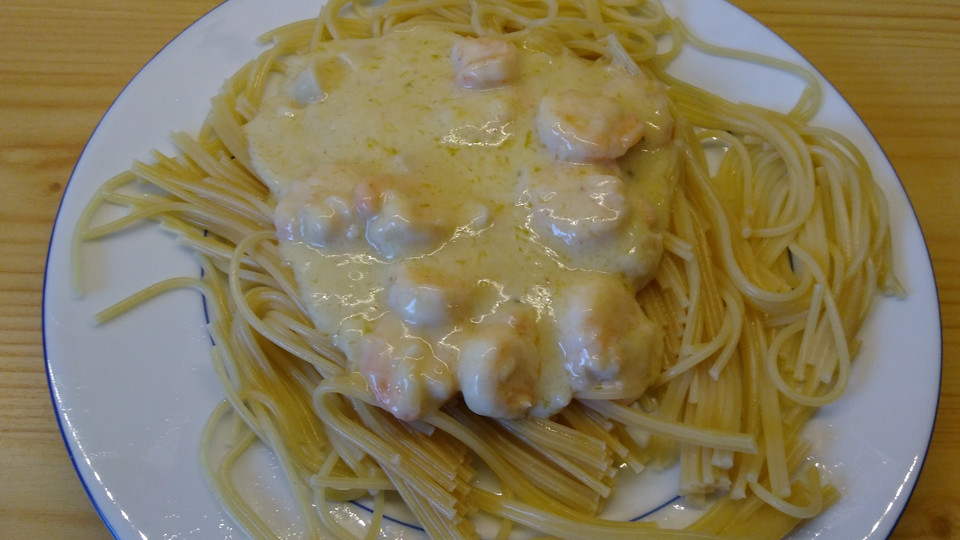 Spaghetti mit Garnelen in Weißwein - Sahnesauce von Deliyah | Chefkoch.de