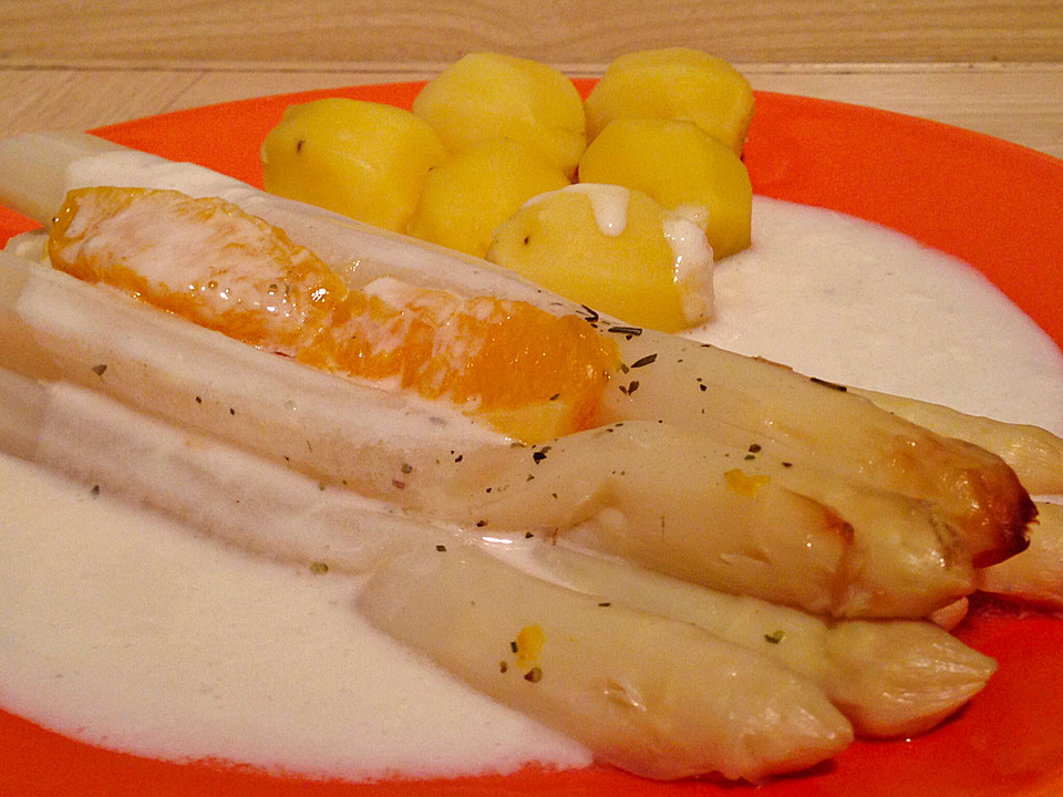 Orangen - Spargel mit frischen Kartoffeln und einer Mascarpone ...