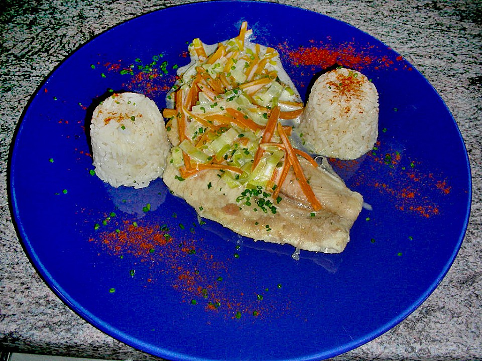 Pangasius mit Weißwein - Gemüse - Sauce von Tryumph800 | Chefkoch.de