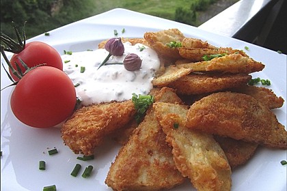Kohlrabi paniert/gebacken mit Kräutersauce 4