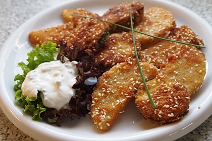 Kohlrabi paniert/gebacken mit Kräutersauce 1