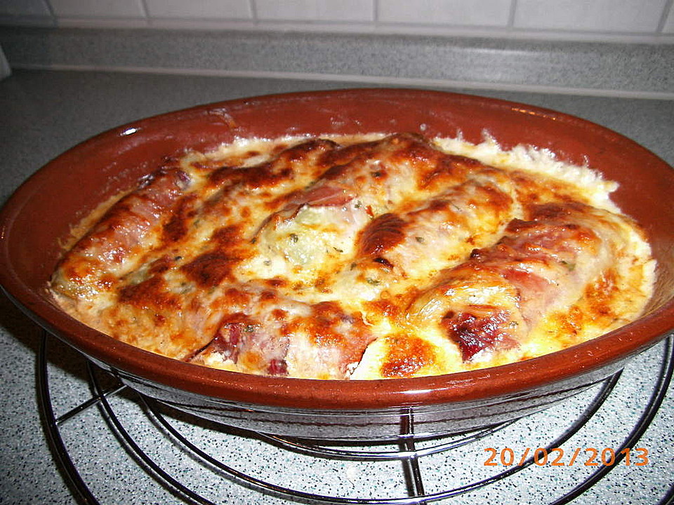 Überbackener Porree im Schinkenmantel von Froeschlein2005 | Chefkoch.de