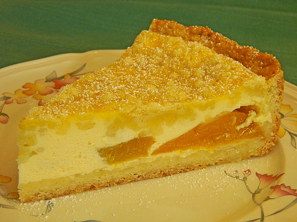 Pfirsichkuchen mit Rahmguss und Streuseln von caroline48 | Chefkoch.de