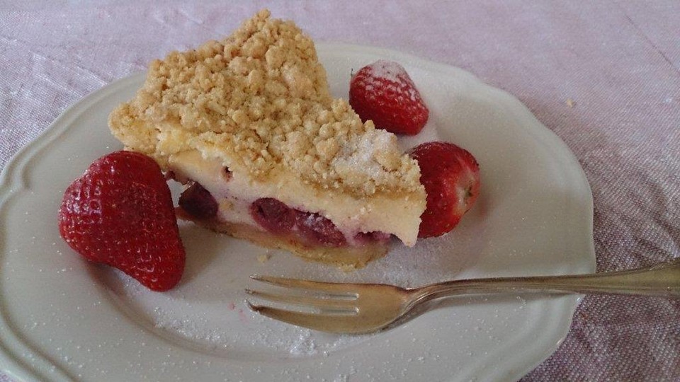 Käsekuchen mit Kirschen und Streuseln von kleinemama3 | Chefkoch.de