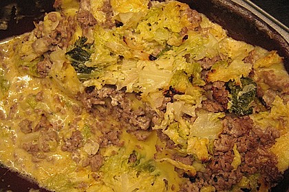 Wirsing - Hackfleisch - Auflauf mit Speck 8