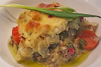 Wirsing - Hackfleisch - Auflauf mit Speck 1