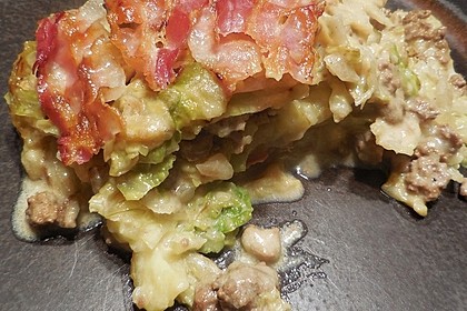 Wirsing - Hackfleisch - Auflauf mit Speck 15