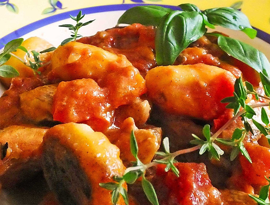 Gnocchi mit Hähnchenstreifen und Schinken Sherry Sauce von ...