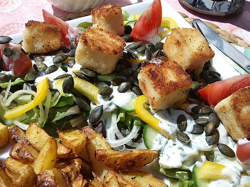 Griechischer Salat mit gebratenem Feta von jansra | Chefkoch.de