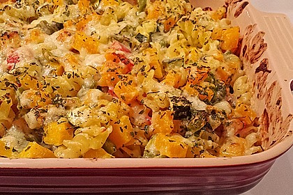 Vegetarischer Nudelauflauf mit Kürbis 6