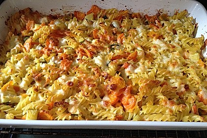 Vegetarischer Nudelauflauf mit Kürbis 9