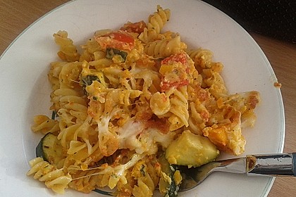 Vegetarischer Nudelauflauf mit Kürbis 4