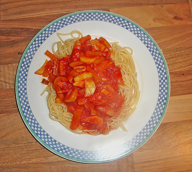 Spaghetti mit süß - scharfer Gemüsesauce von Nessi681 | Chefkoch.de