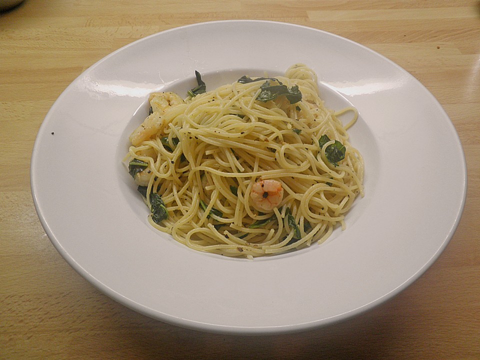 Spaghetti aglio e olio mit Knoblauchgarnelen von madb | Chefkoch.de