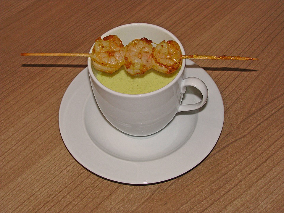 Cappuccino von Curry und Zitronengras mit Gambarettispieß von ...