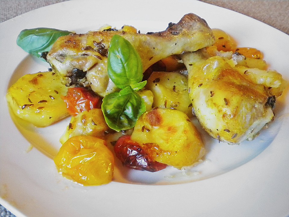 Knusprige Hähnchenschenkel mit Tomaten und Knoblauch von FlowerBomb ...