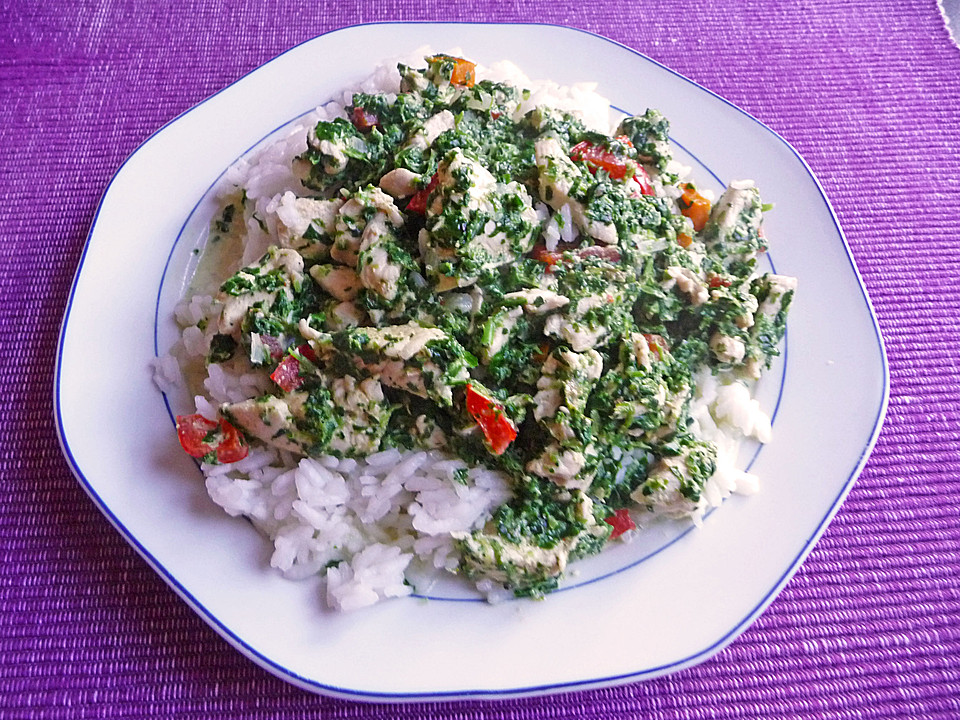 Hähnchengeschnetzeltes in Spinat - Sahne - Soße von taliafee | Chefkoch.de