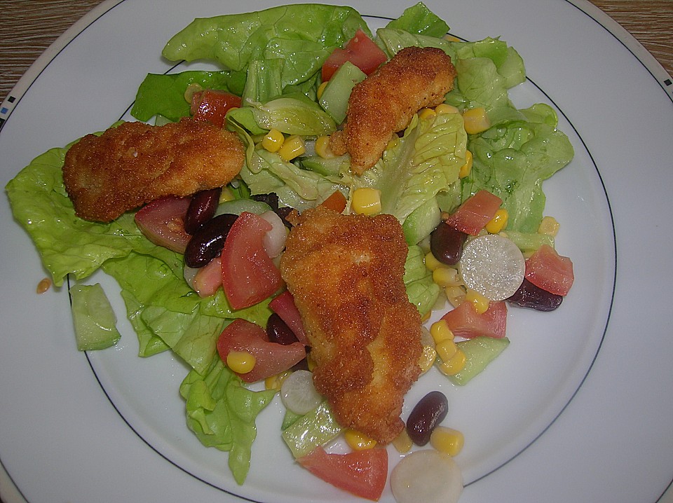 Schnitzelstreifen auf gemischtem Salat von mima53 | Chefkoch.de