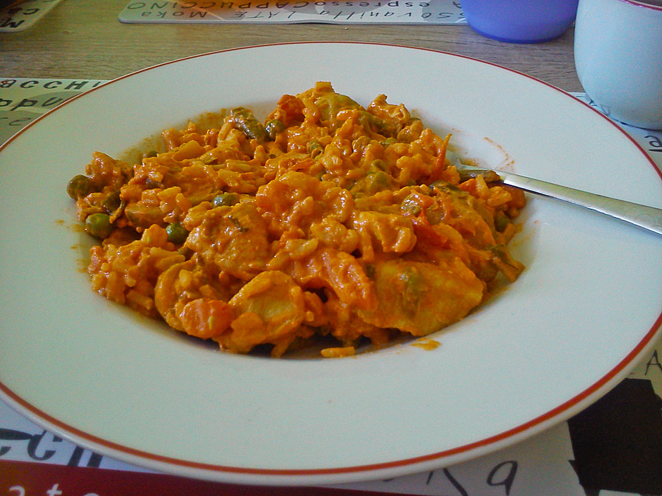 Reis - Gemüse - Pfanne mit Frischkäse - Tomatensauce von sky310 ...