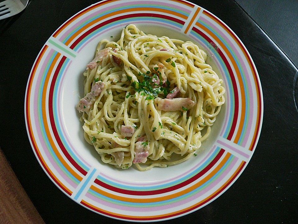 Spaghetti carbonara mit frischen Nudeln von Hudini | Chefkoch.de
