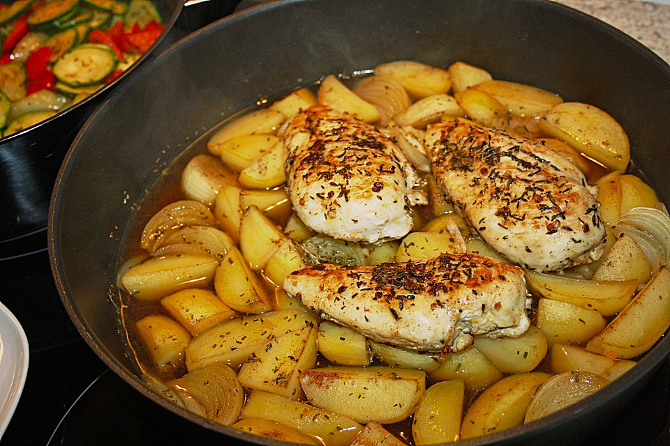 Knoblauch - Kräuter - Huhn mit Rosmarinkartoffeln und Gemüse von Liz20 ...