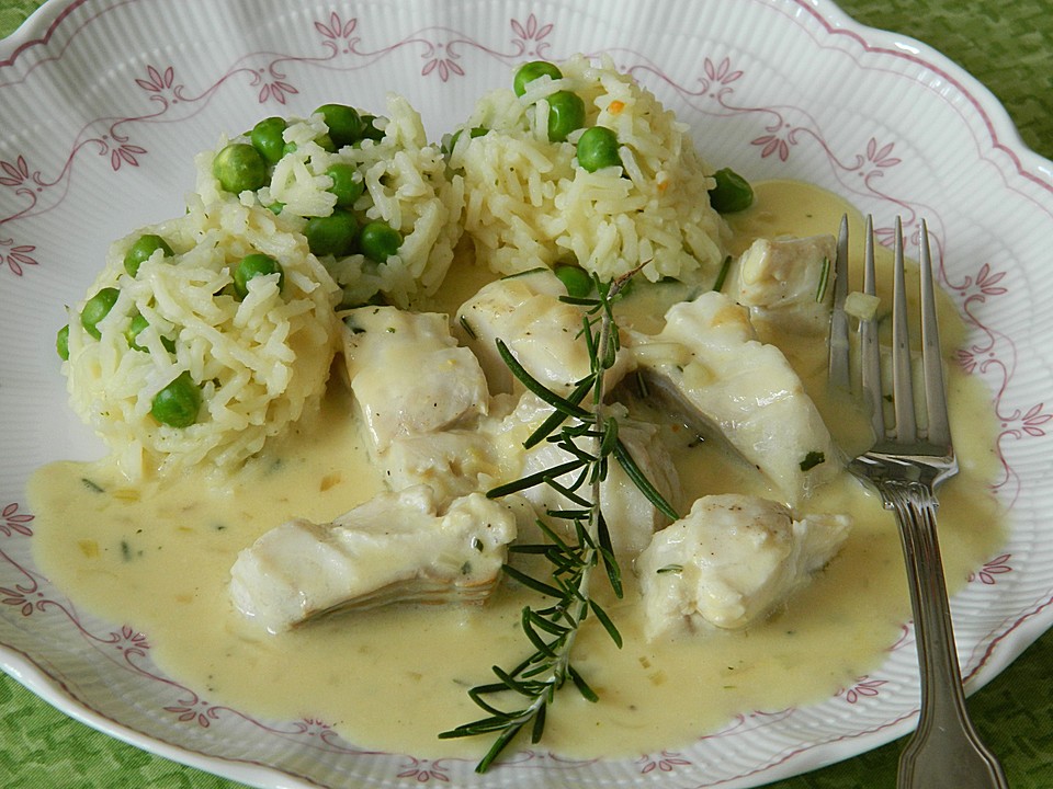 Rotbarschfilet in Sahne - Senf - Sauce mit Erbsenreis von badegast1 ...
