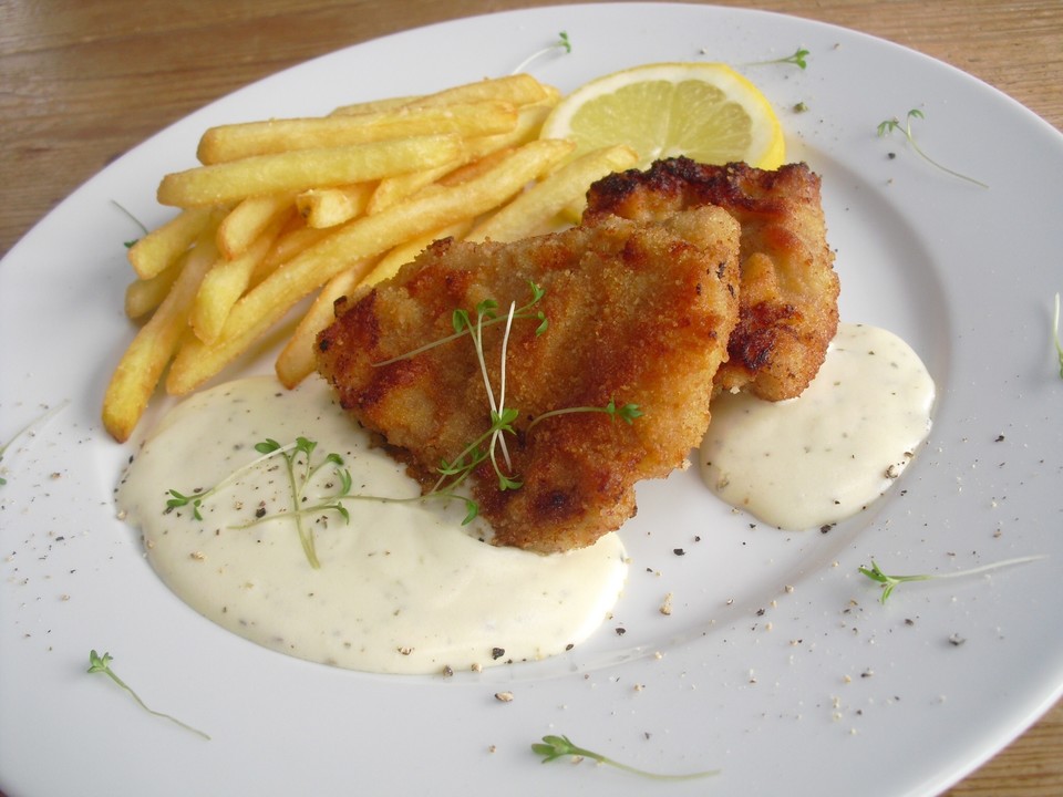 Paniertes Schnitzel mit Frischkäse Sahne Sauce von asty123 Chefkoch.de