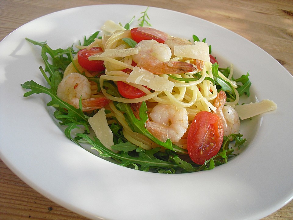 Spagetti mit Shrimps und Rucola von shelobs | Chefkoch.de