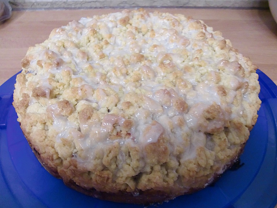 Mohn - Vanille Rosenkuchen mit Orangenstreusel und Zuckerguss von ...