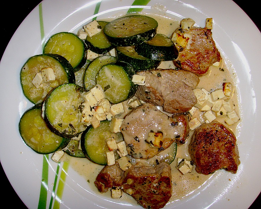 Schweinefilet auf Zucchini mit Schafkäse | Chefkoch.de
